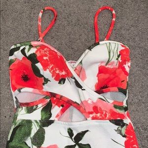 Dresses - Spaghetti Strap cutout Floral Dress Dresses - Spaghetti Strap cutout Floral Dress